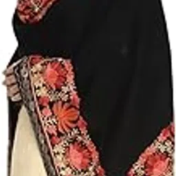 zamour Kashmiri Shawl Stole for Women, Pashmina Feel Woollen Embroidery Chinar Shawls for Winter, 30 x 80 inches Wraps-picture-17