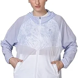 xtep Women Single layer Polyster Hooded Light Ink blue Windbreaker Jacket-picture-13
