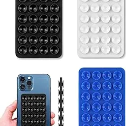 3 PCS Phone Suction Sticker, Silicone Suction Phone Case, Suction Phone Case, Double-Faced Hands-Free Mobile Accessory Holder Grip, Mobile Phones, Content Creator Essentials (Blue Black White)-image-16