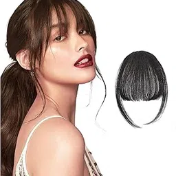 ZAPAKA Front Fake Bangs Hair Extensions For Women Clip in Bangs Air Fringes With Temples Hairpieces Cute Hair Accessories (Brown)-picture-40