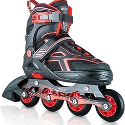 JD Fresh Inline Skates 4 Wheels Skating Shoes for Kids 10 to 14 Years with Necessary Accessories Skating kit and Adjustable Setting Size Liner Skates for Kids Color Red Size Large-picture-22