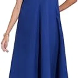 pink fort Cotton Solid A-Line Dress - Blue image 1