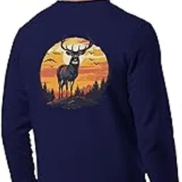 Mens Sweatshirt Standing Deer Printed Full Sleeve Cotton Blend Pullover Casual Winter Sweatshirt-image-1