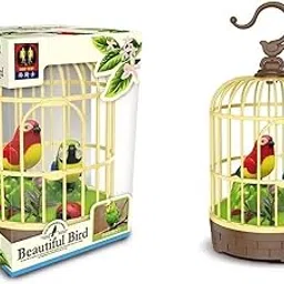HOMOZE Singing Moving Chirping Beautiful Bird Pet Toy in Cage, Hanging Cage with Music Singing Moving Chirping for Kids for Gifting/Home Decor/Living Room/Garden, Color as per Available in Stock-image-17
