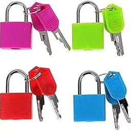 Smart Buy Lock Set Small Size Padlocks for Securing Luggage .Metal Luggage Padlocks with Keys I Baggage Locking System .Tiny Small Brass Lock and Key Size (30Mmx25Mm) Multicolor- 4 Pcs-picture-48