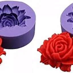 Skytail 2pcs Silicone 3D Rose Flower Candle Molds Rose Shape Making Scented Candle Wax Melts Home Decoration Candles Resin Casting Mold DIY Homemade Soap Mold Chocolate Cake Baking Molds-image-17
