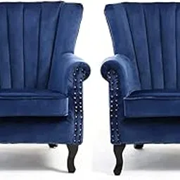 Set of 2 Velvet Dining Chairs, Cushion Seat Chair for Living Room Bedroom Restaurant, Modern Contemporary Upholstered with Polished Rosegold Solid Wooden Legs S11-image-73