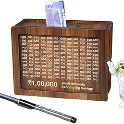 SHRAVAN Enterprise Money Saving Wooden Piggy Bank with Goal Chart | Savings Tracker Board | Home & Office Décor Style_214-image-52