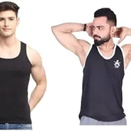 Indian Army Men's Cotton Round Neck Sleeveless Vest – Pack of 2 Black & Black | Casual & Gym Wear-picture-33