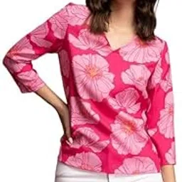 fablestreet V-Neck Floral Top - Fuchsia image 1
