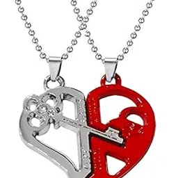 sullery Valentine Gift His and Her Broken Love You Heart Arrow Couple Pendant Necklace for Men and Women-picture-54