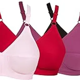 souminie U Shaped Back - 100% Cotton Full Figure Bra - Minimizer - Non Padded - Full Coverage Wirefree Seamed Bra-picture-53