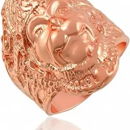 Brass Hanuman Balaji Bajrang Bali Bold Finger Ring for Men | Premium Copper | Micron Pink Rose Gold Plated | Heavy Sculpted Design | Spiritual Jewellery (ORDM3818)-image-6