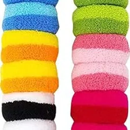 Women's Fabric Aairaa Colorful Hair Cotton Woollen Bun Ponytail Thick Rubber Band (Multicolour) Set of 12-picture-14