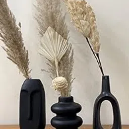 craftribal Black Family Ceramic Vases for Home Decor Flower Vase for Living Room (Set of 3) (Size-6 inches) Decorative Flower Vases for Home Decoration Items Vases for Dry flowers,Dining Table,Gifting-picture-46