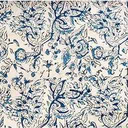 sk textiles Kalamkari Print Fabric Blouse Material, 1 Metre, Beige and Blue-picture-46