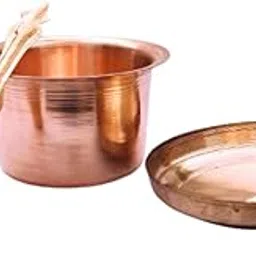 Panchpatra for puja Copper with Achmani/Sppon Pali and Copper Plate/Panchpatra with Copper Bhog Thali Panchapathiram Uthirani/Achaman Set/Tarbhana Set Pooja Thali Set image 1