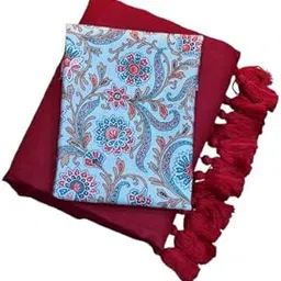 dikvis Solid Pure Cotton Handloom saree with Running Kalamkari Print Blouse-picture-37