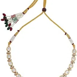 kushal's fashion jewellery White Victorian Plated Ethnic Kundan Necklace - 424904-picture-30