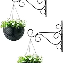 indocrafted Wall Brackets Hook for Modern Hanging Plants Wrought Iron Flower Pot Hook Flower Stand for Bird Feeders Lantern Lawn Light Flower Pots || Set of 2-image-76