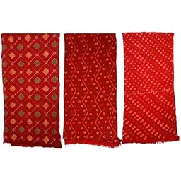 Women's Red Chunni/Chunari Dupatta for Women, Girls Stoles and Ladies Scarfs (2 Meters Length)-picture-26