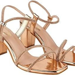 shoetopia Embellished Rhinestones Strap Rose-Gold Heels For Women & Girls-EU39 /UK6-picture-45