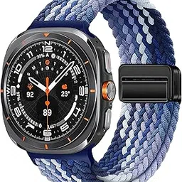 XMUXI Compatible with Samsung Galaxy Ultra Watch Strap 47mm Magnetic Nylon Replacement Bands for Galaxy Ultra Braided Sport Loop Women Men One Click (No Watch) (Gradient Blue)-picture-65