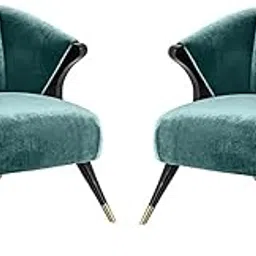 Set of 2 Velvet Dining Chairs, Cushion Seat Chair for Living Room Bedroom Restaurant, Modern Contemporary Upholstered with Polished Rosegold Solid Wooden Legs S26-image-24
