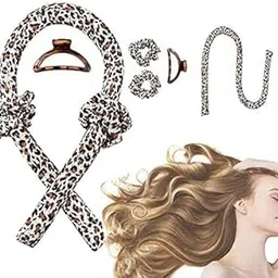 SKINPLUS No Heat Curlers, Overnight Heatless Curls for Long Hair, Heatless Curling Rod Headband You Can Sleep In, Soft Silk DIY Hair Styling Tools Kit (Leopard)-picture-20