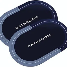 EPICK Soft sillicon Super Absorbent Door Mats, 40x60cm Anti Skid Quick Drying & Water Absorbent Multi Design Carpets Kitchen Bathroom Entrance Door Mats (Pack of 2) (Blue Bathroom Mat)-image-54