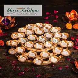 Shree Krishna Handicrafts and Gallery Handcrafted Noorana 5 Layer Twinkling Diya Tealight Candle Holder with 46 Tealight for Table and Home Decoration-image-26