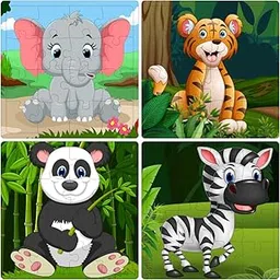 Fiddlys Fiddly's 16-Piece Wooden Jigsaw Puzzles for Kids Ages 3+, Double Layered Wooden Puzzles with Bright Front & Back Print (Animals Pack of 4)-picture-67
