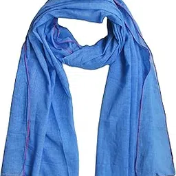 fabtone Women's Soft Cotton Solid with Textured Swimwear Pareo 100x180 cms Beach Cover Up - Sarong Wrap -Blue-picture-37