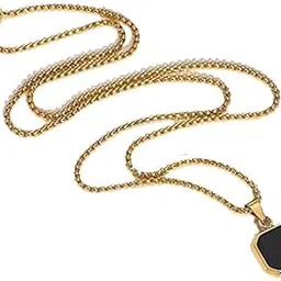Men Women Boys Girls Geometric Square Stainless Steel Black Locket Pendant Necklace Chain_18-picture-24