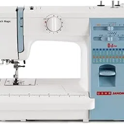 Usha Janome Stitch Magic Automatic Zig-Zag Electric Sewing Machine || 23 Built-In-Stitches || 57 Stitch Function(White And Blue) with complementary Sewing Lessons in Nine languages-image-2