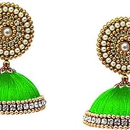 harshanvikaboutique Handcrafted Silk Thread Jhumki with Designer Stud Earring for Women Color-image-83