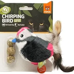 BarkButler x Fofos Black Bird Cat Toy, Black|3 US Grade Organic Catnip Balls|Motion Activated Bird Sounds|Real Feathers&Super Soft Fabrics|for Kittens,Older Cat Breeds-picture-26