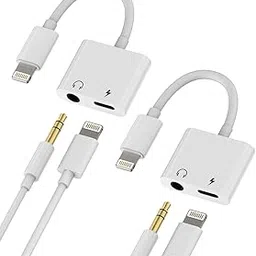 Lightning to 3.5mm Headphone Adapter for Iphone(2pack)Audio and Charger Splitter Dongle Jack AUX Adaptador Para Earphone Phone Charge Earbud 2 in 1 Cable 13 12 11 Pro Max Mini XS SE 7 X 8 Plus image 1