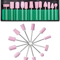 NPAH 12Pcs Nail Drill Bits Polishing Buffing Electric Manicure Head Replacement Grinding Head with Case for Manicure Pedicure Nail Art Salon Polishing Tools, Pink-picture-36