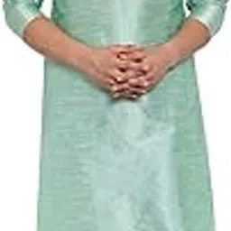 kraft india Men's Silk Blend Mandarin Collar Straight Olive Kurta With Churidar-picture-36