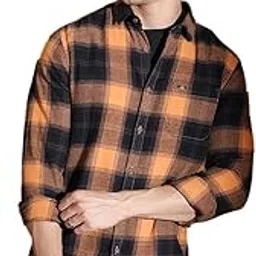 the indian garage co Men Cotton Slim Fit Checkered Full Sleeves Cutaway Collar Casual Shirt-picture-30