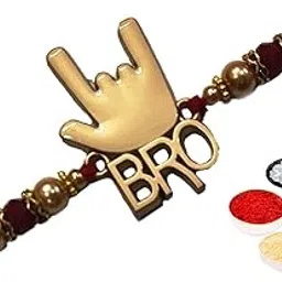 Yo Bro Rakhi for Brother Boy with Personal Message & Tikka Roli Chandan Chawal Mishri Pack for Bhai Bhaiya-image-46