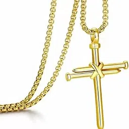 bellina Jesus Cross Nail Stylish Neck Locket Pendant For Boys And Men-picture-42