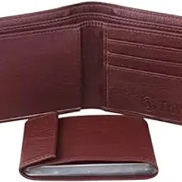 Men's Genuine and Artificial Leather RFID Wallet, Tan, 10 Card Slots, Trendy, Travel, Formal, Casual (Brown)-picture-43
