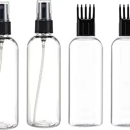 nsb herbals Combo Of 100 ml Clear Plastic Empty Fine Mist Spray (Black) Bottles x 2 nos. + Comb Applicator Bottles x 2 nos. For Sanitizer,Perfume,Rose Water,Travel,Diy Products,Refillable Reusable-picture-37