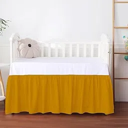 Luxury Crib Bed Skirt 28" x 52" with 14 Inch Drop Soft & Breathable Dust Ruffle Fits Standard Crib and Toddler Bed Nursery Microfiber Fabric Ruffle Bed Skirt for Baby Boys or Girls Gold Solid-picture-48