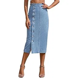 greciilooks Denim Skirt for Women | Long Skirt for Women | Skirt for Women | Skirt for Women Long Length | Pencil Skirt for Women-picture-54