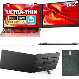 Ultra Thin Laptop Screen Extender Monitor Portable,14.2" 1080P FHD Lightweight Dual Screen,Portable Monitor for Laptop,Fit for 13-17" Laptops,Plug & Play Compatiable with Win/Mac/Chrome/Android/Switch image 1