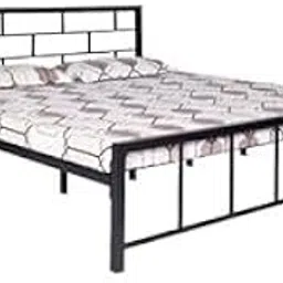 Laxmi KAPAT Metal Bed Without Storage with Headboard | Sturdy Powder Coated Frame Without Mattress (6 Feet X 6 Feet, Queen Size, Black Color)-picture-32