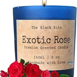 The Black Kite Soy Wax Scented Candle | Exotix Rose Fragrance | Burn-time 50-60 Hours | 350gm | Handpoured and Handmade | Organic Soy Wax Candle | Aromatherapy Candle-image-99